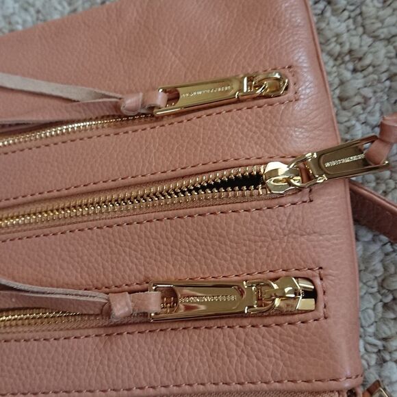 REBECCA MINKOFF Leather Mini  Triple Zipper Crossbody Small Shoulder Bag - Picture 7 of 12